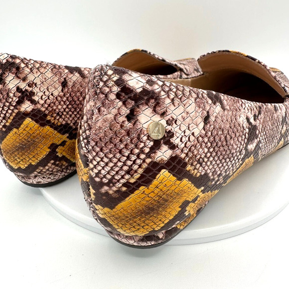 Frankie4 Faye Mustard Python Loafers Womens 8 Leather Prep Quiet Luxury Capsule - Picture 5 of 12